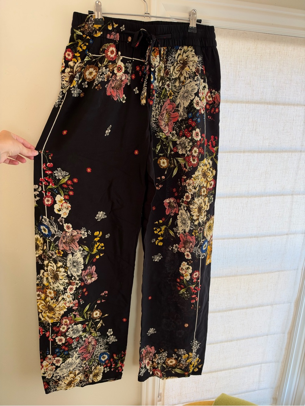 For The Republic Black Floral Wide-Leg Pants